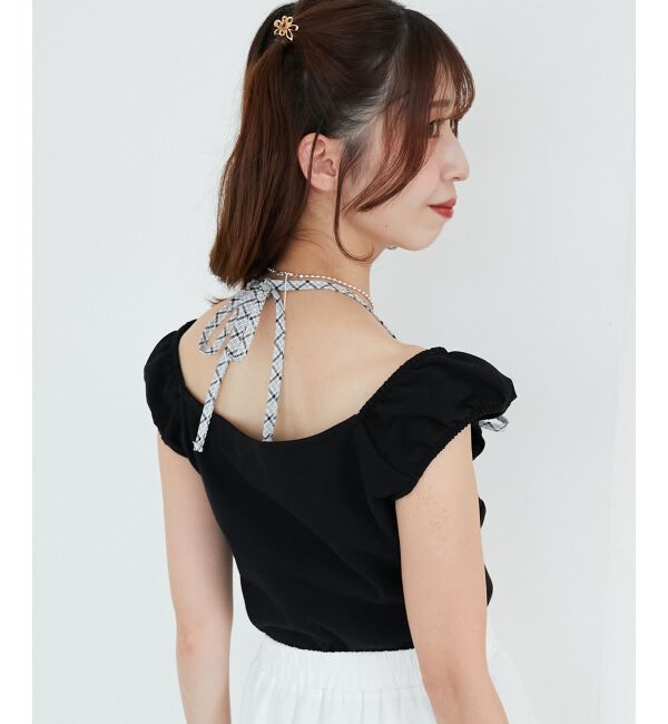  「配色ホルターネックトップス」|Tシャツ・カットソー|