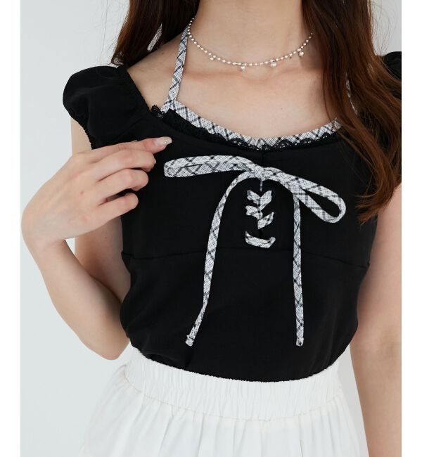  「配色ホルターネックトップス」|Tシャツ・カットソー|