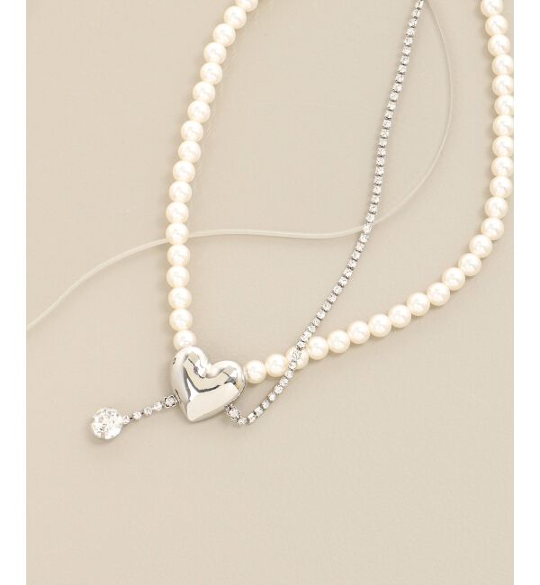  「ハートモチーフパールネックレス」|ネックレス|