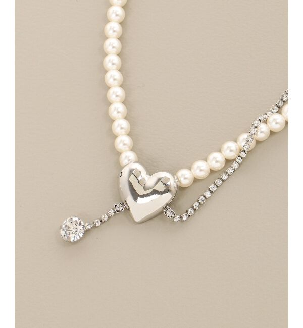  「ハートモチーフパールネックレス」|ネックレス|