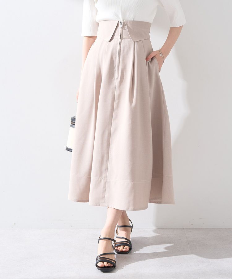 earth music&ecology「フォールドオーバーウエストスカート」|フレア|Beige
