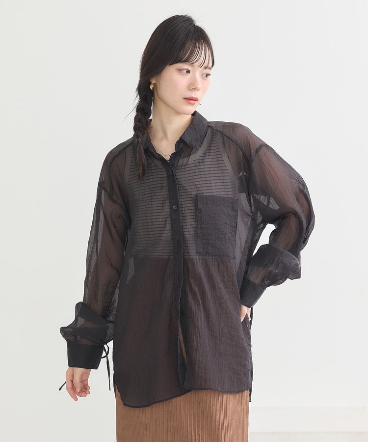 earth music&ecology「バックドロストシアーストライプオーバーシャツ」|シャツ・ブラウス|