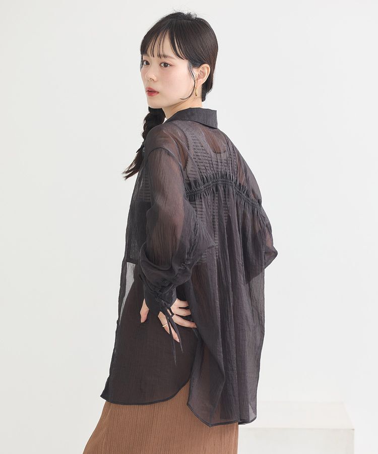 earth music&ecology「バックドロストシアーストライプオーバーシャツ」|シャツ・ブラウス|