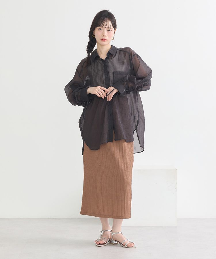 earth music&ecology「バックドロストシアーストライプオーバーシャツ」|シャツ・ブラウス|