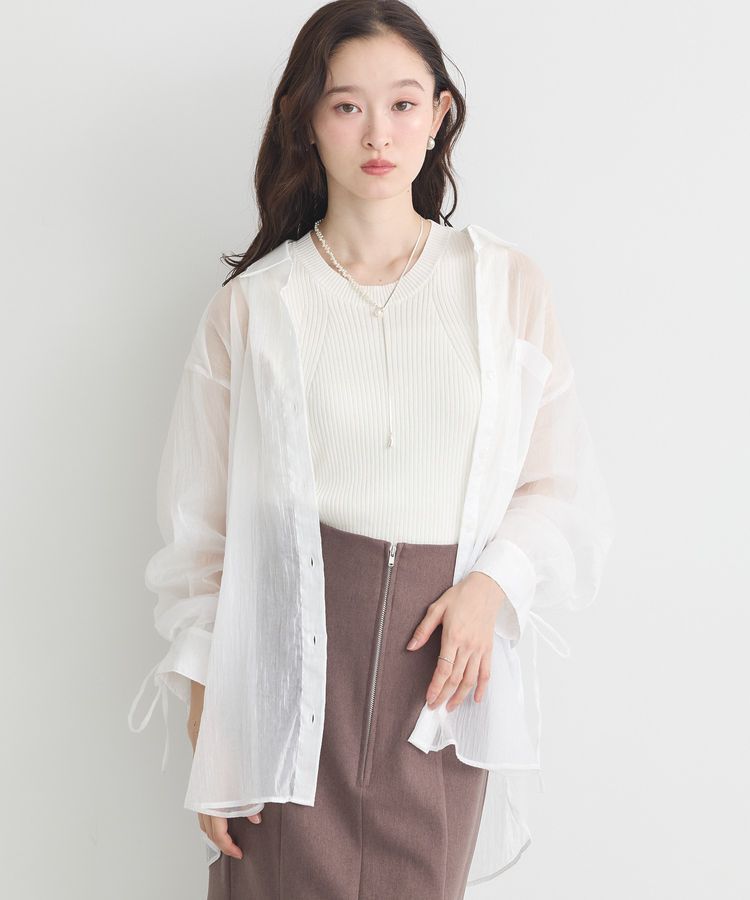 earth music&ecology「バックドロストシアーストライプオーバーシャツ」|シャツ・ブラウス|