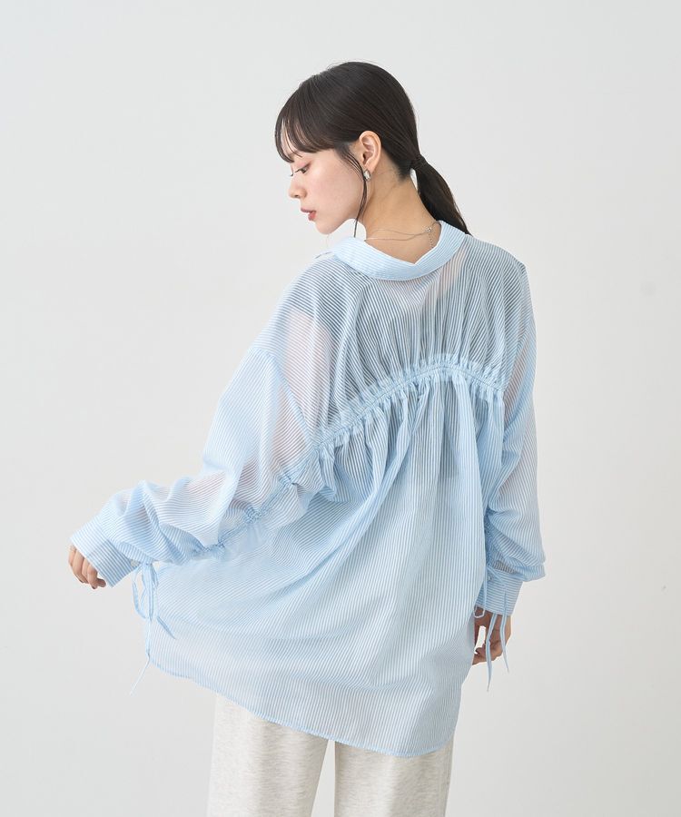 earth music&ecology「バックドロストシアーストライプオーバーシャツ」|シャツ・ブラウス|