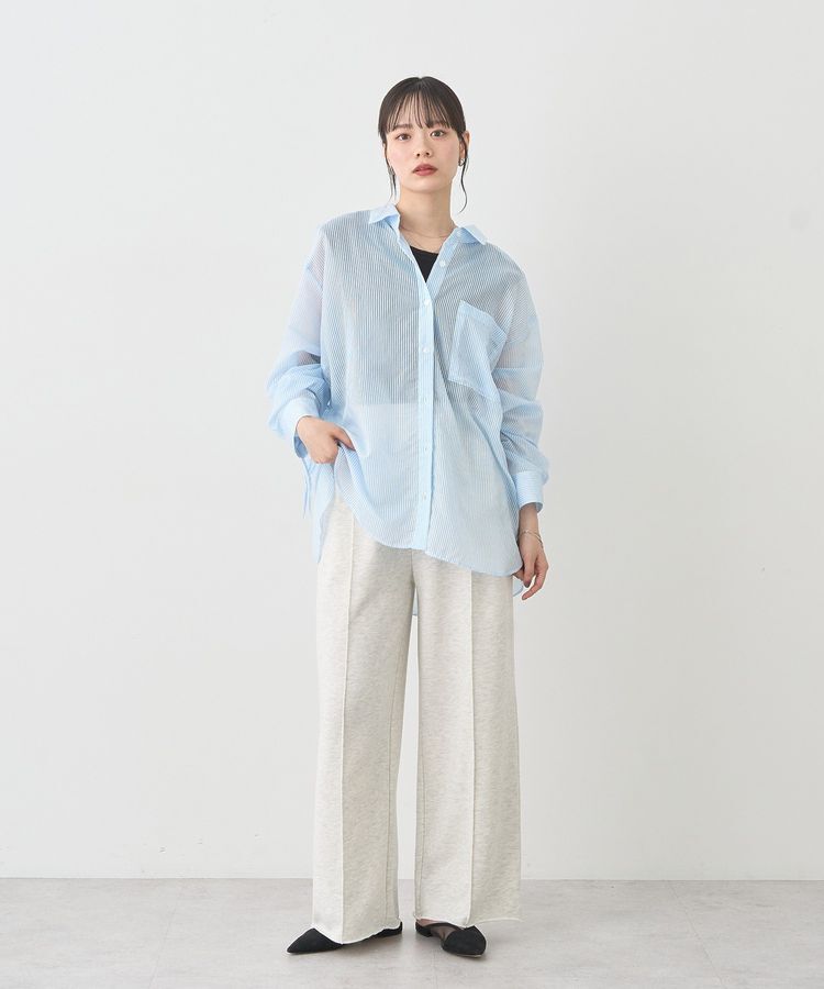 earth music&ecology「バックドロストシアーストライプオーバーシャツ」|シャツ・ブラウス|