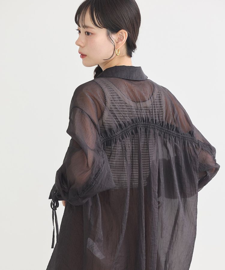 earth music&ecology「バックドロストシアーストライプオーバーシャツ」|シャツ・ブラウス|