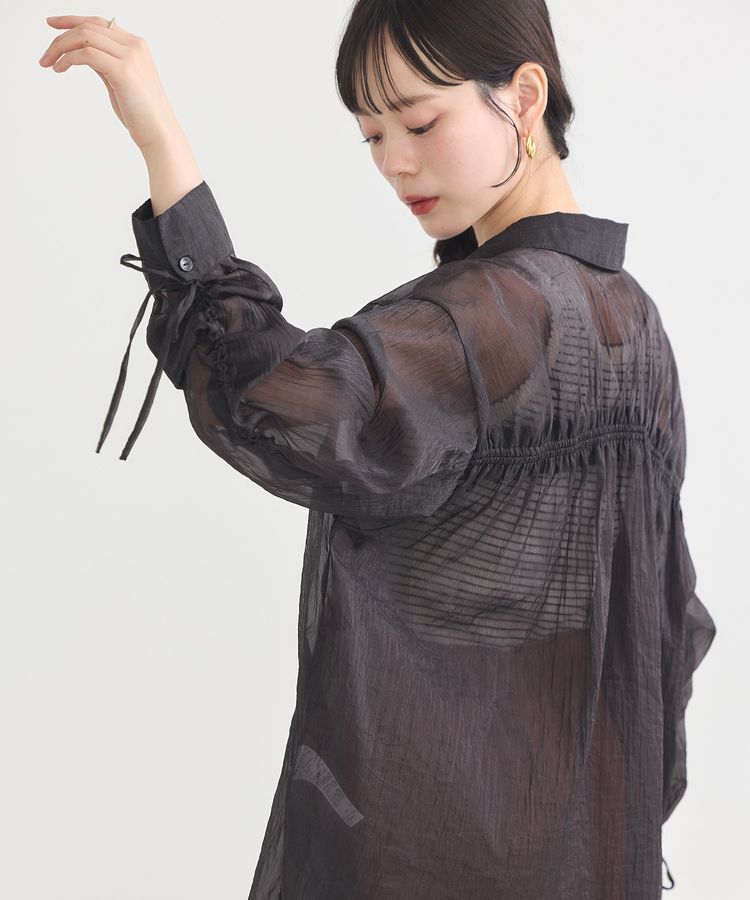 earth music&ecology「バックドロストシアーストライプオーバーシャツ」|シャツ・ブラウス|