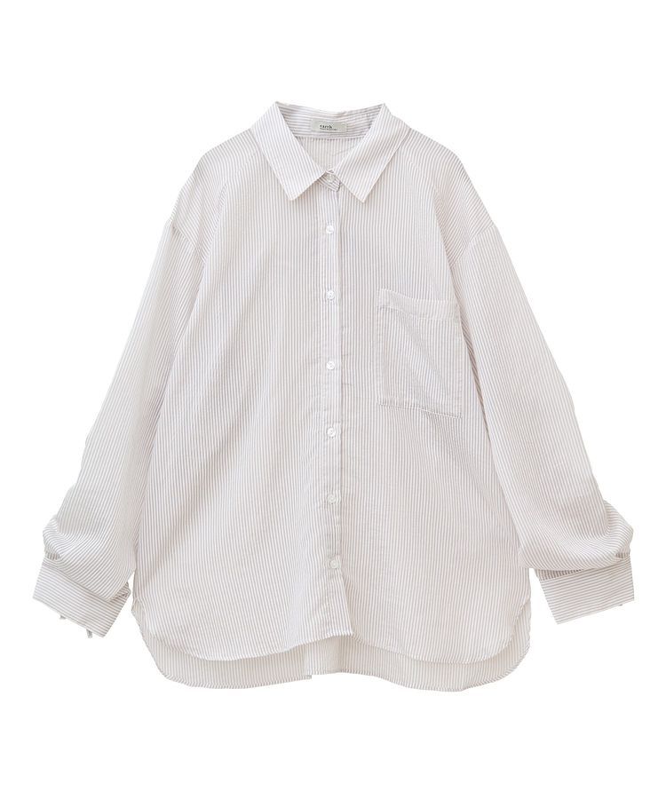 earth music&ecology「バックドロストシアーストライプオーバーシャツ」|シャツ・ブラウス|