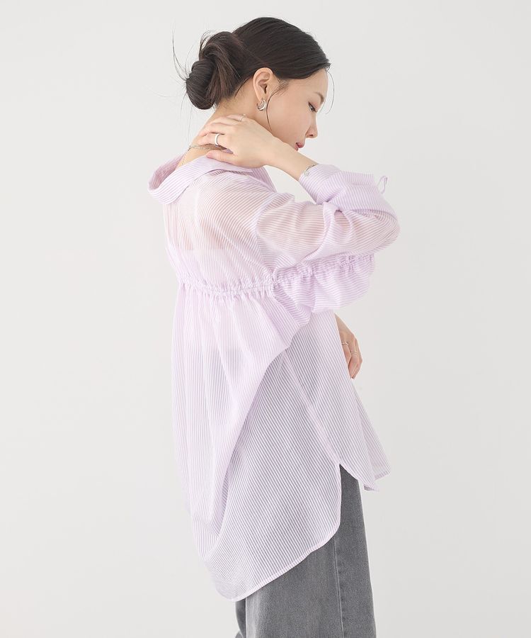 earth music&ecology「バックドロストシアーストライプオーバーシャツ」|シャツ・ブラウス|