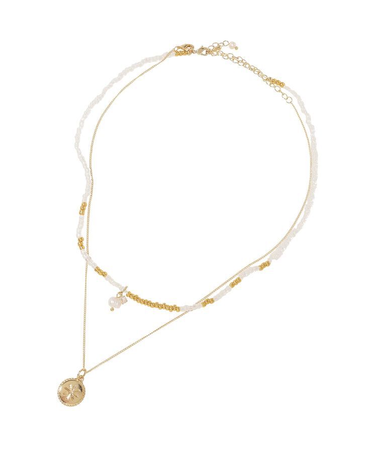 earth music&ecology「2SETビーズ&プレートネックレス」|ネックレス|