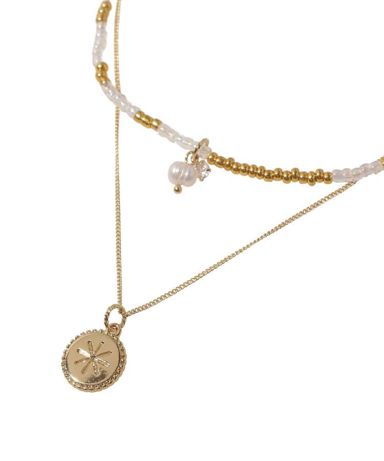 earth music&ecology「2SETビーズ&プレートネックレス」|ネックレス|