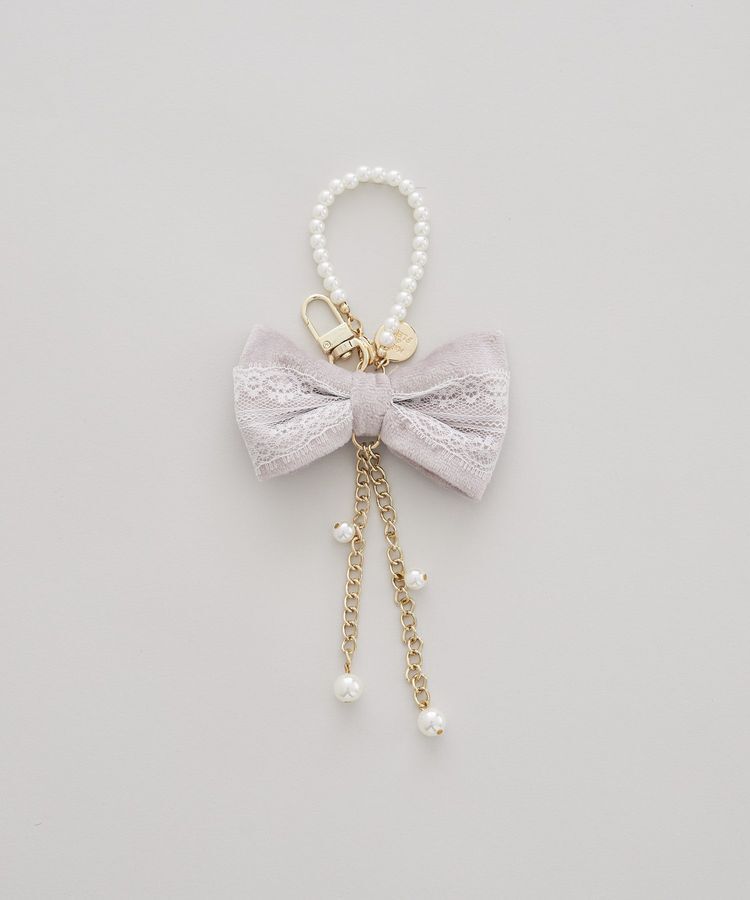 Maison de FLEUR「ベロアレースリボンチャーム」|その他|グレイッシュピンク