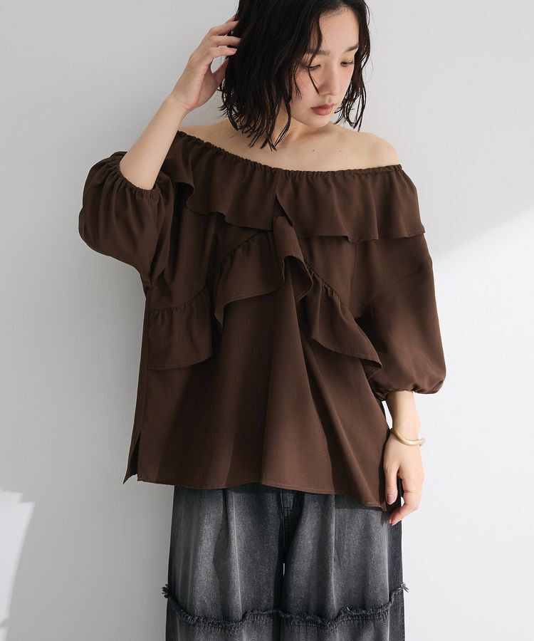 Green Parks「2way フリルショートスリーブブラウス」|シャツ・ブラウス|