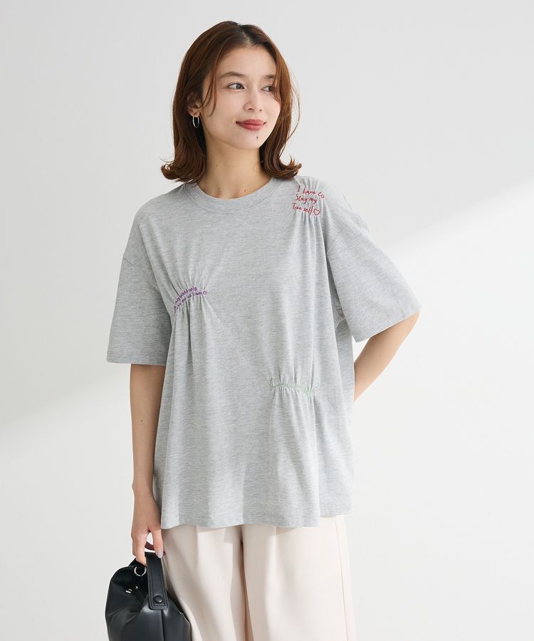 Green Parks「・SUGAR SPOON ギャザーロゴ刺繍TEE」|Tシャツ・カットソー|Gray Mixture