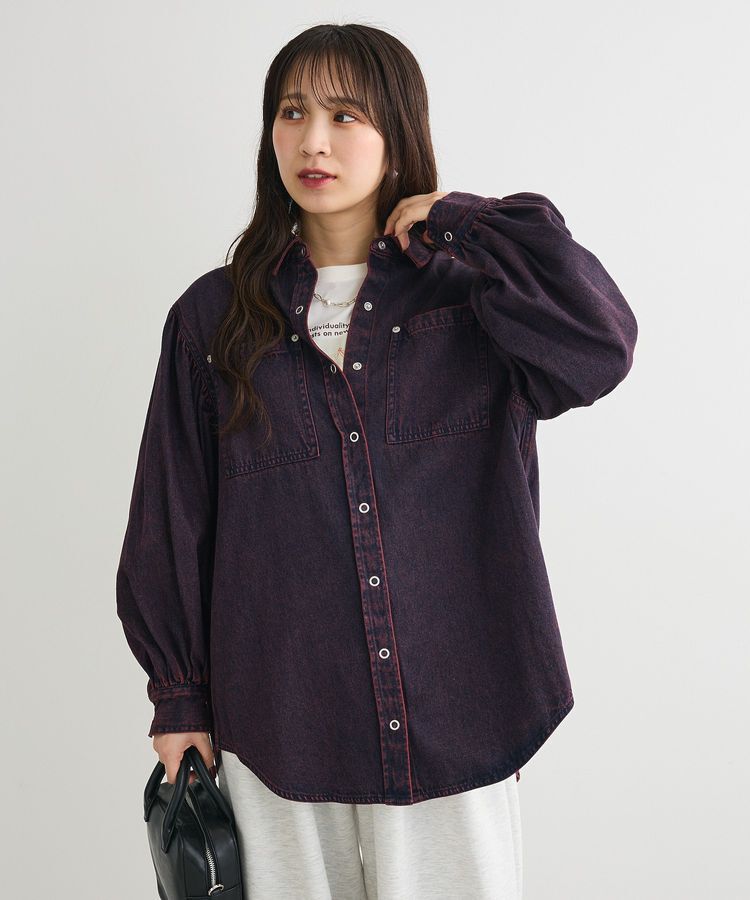 Green Parks「・SUGAR SPOON ボリュームスリーブデニムシャツ」|シャツ・ブラウス|Bordeaux