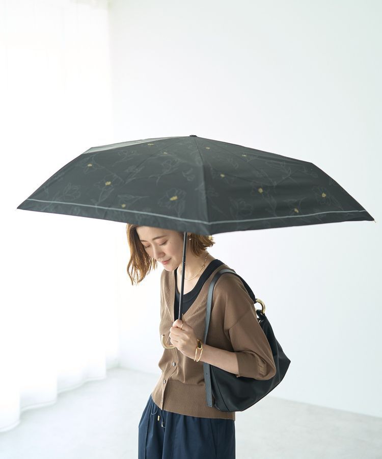 YECCA VECCA「【晴雨兼用】Wpc.遮光フラワードローイングミニ日傘」|傘|Black