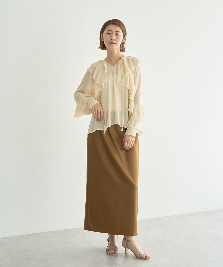 YECCA VECCA「シアーラッフルブラウス」|シャツ・ブラウス|