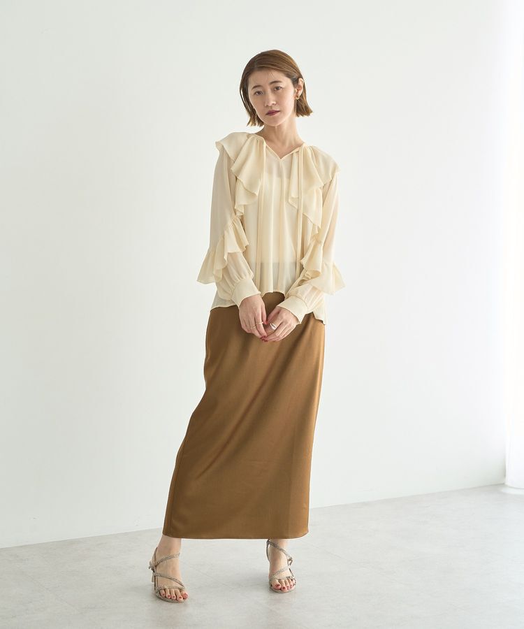 YECCA VECCA「シアーラッフルブラウス」|シャツ・ブラウス|