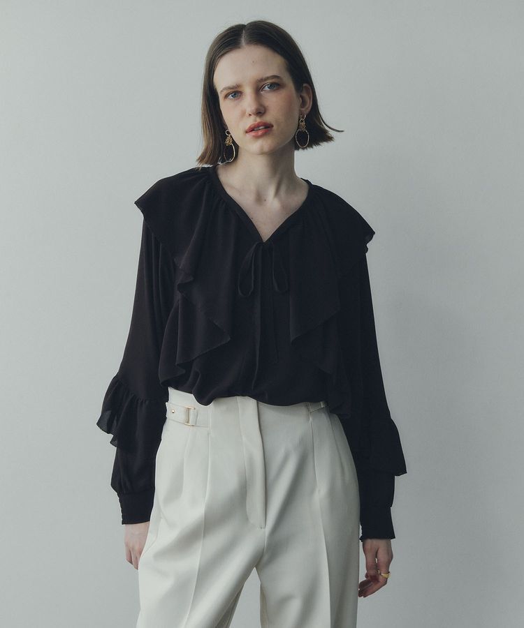 YECCA VECCA「シアーラッフルブラウス」|シャツ・ブラウス|