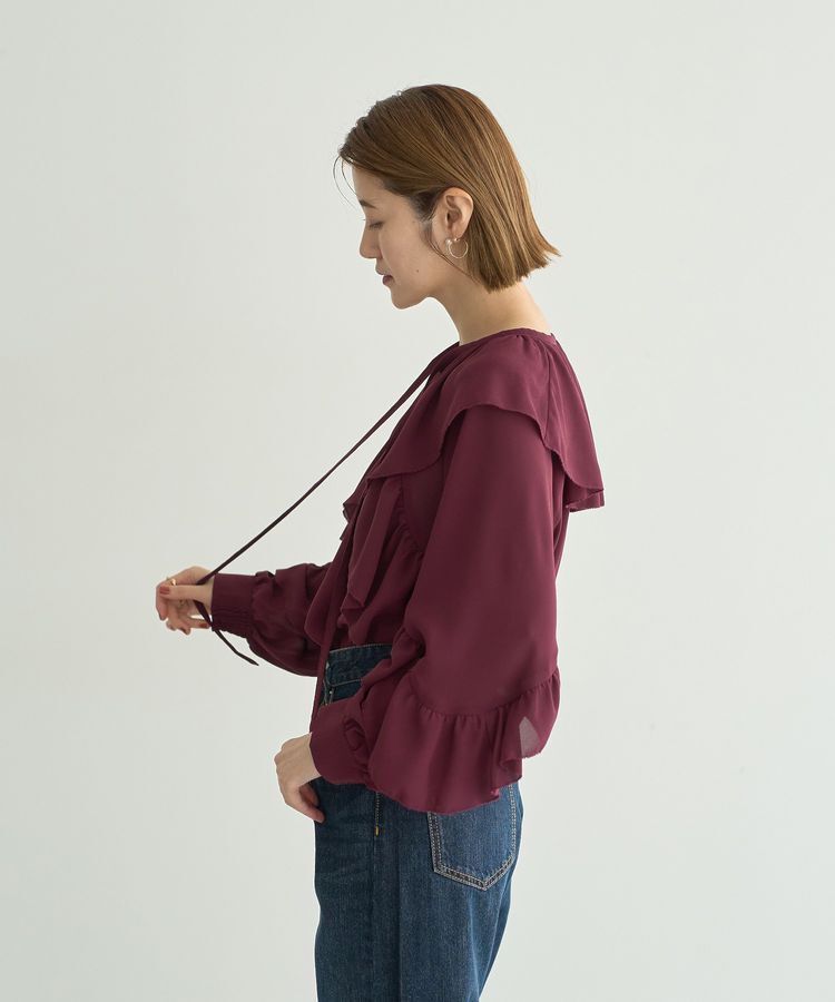 YECCA VECCA「シアーラッフルブラウス」|シャツ・ブラウス|