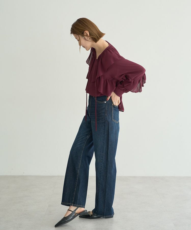 YECCA VECCA「シアーラッフルブラウス」|シャツ・ブラウス|