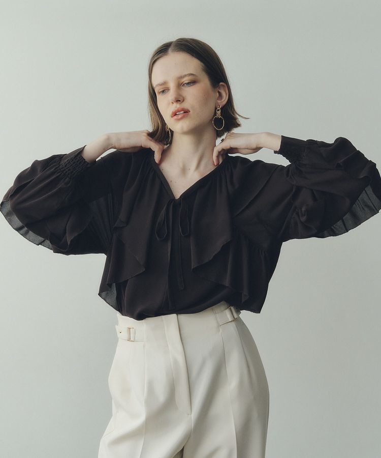 YECCA VECCA「シアーラッフルブラウス」|シャツ・ブラウス|