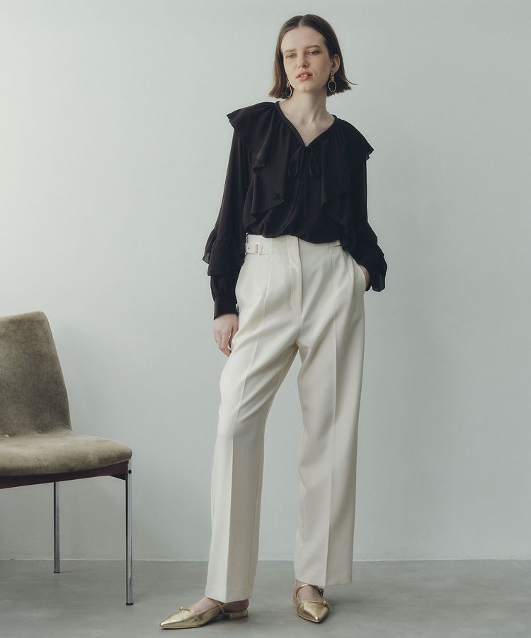 YECCA VECCA「シアーラッフルブラウス」|シャツ・ブラウス|