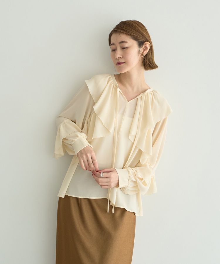 YECCA VECCA「シアーラッフルブラウス」|シャツ・ブラウス|