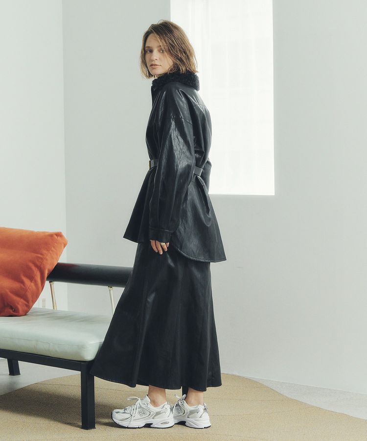 Editt by YECCA VECCA「レザーライクシャツジャケット」|テーラードジャケット|