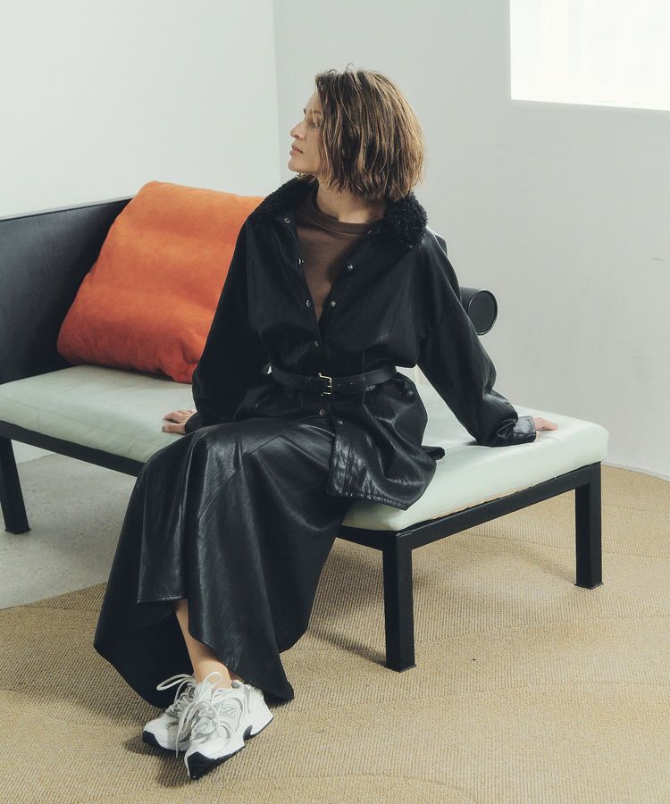 Editt by YECCA VECCA「レザーライクシャツジャケット」|テーラードジャケット|