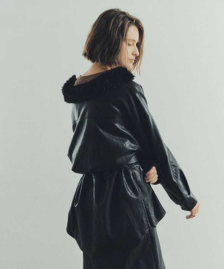 Editt by YECCA VECCA「レザーライクシャツジャケット」|テーラードジャケット|