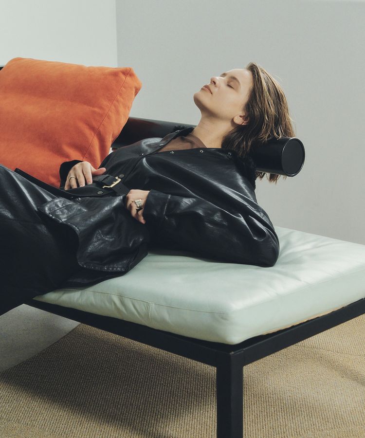 Editt by YECCA VECCA「レザーライクシャツジャケット」|テーラードジャケット|