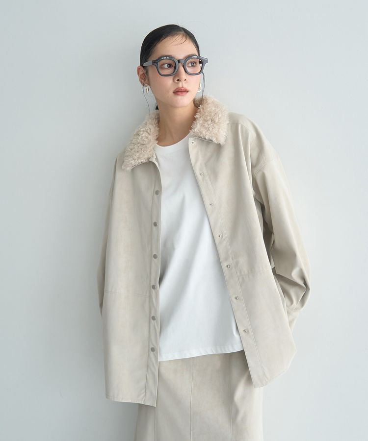 Editt by YECCA VECCA「レザーライクシャツジャケット」|テーラードジャケット|