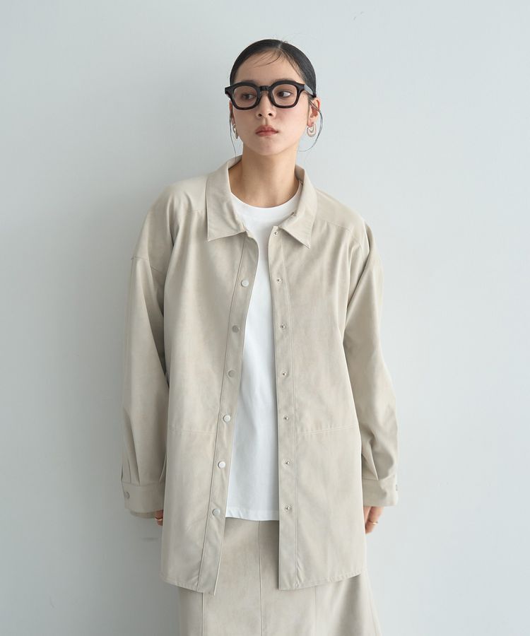 Editt by YECCA VECCA「レザーライクシャツジャケット」|テーラードジャケット|