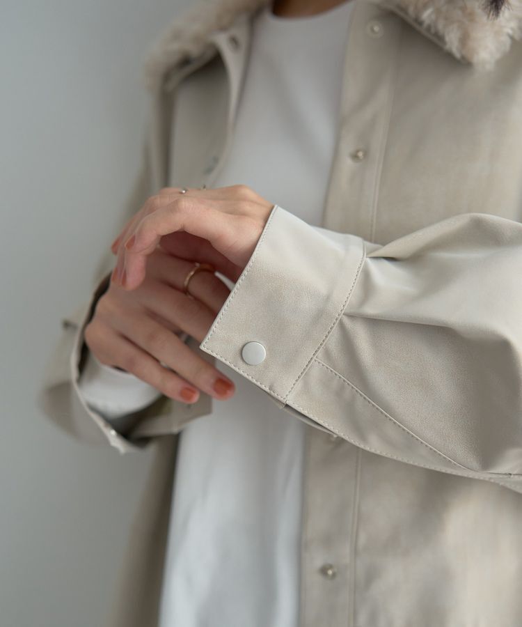 Editt by YECCA VECCA「レザーライクシャツジャケット」|テーラードジャケット|