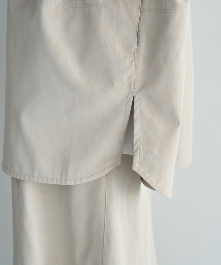 Editt by YECCA VECCA「レザーライクシャツジャケット」|テーラードジャケット|