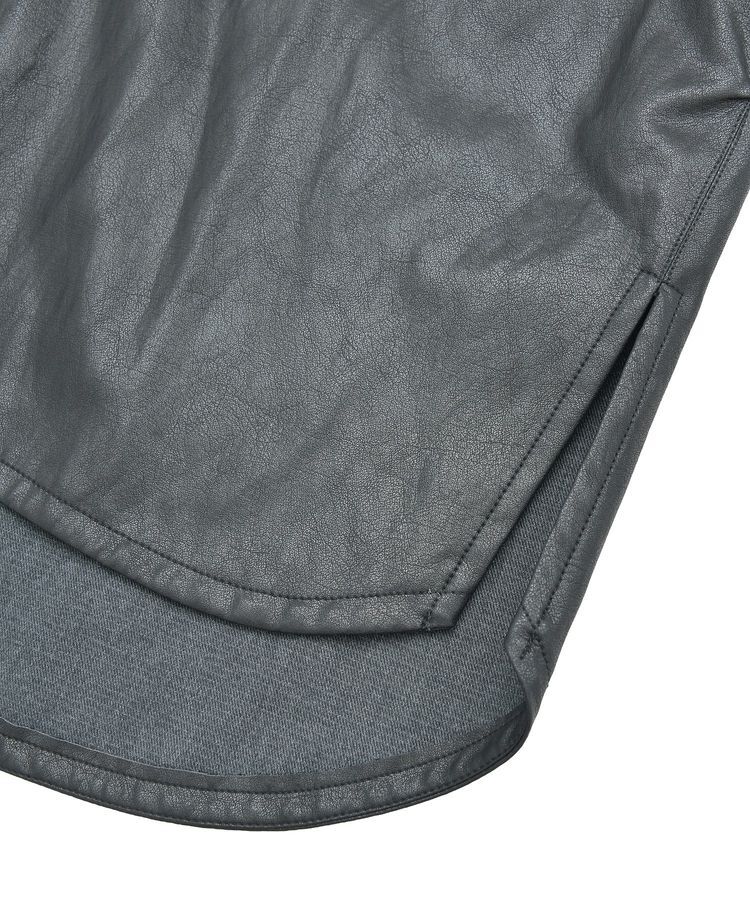 Editt by YECCA VECCA「レザーライクシャツジャケット」|テーラードジャケット|