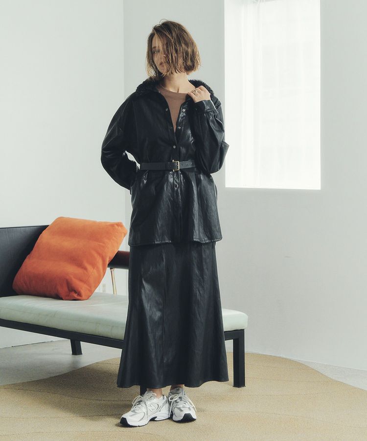 Editt by YECCA VECCA「レザーライクシャツジャケット」|テーラードジャケット|