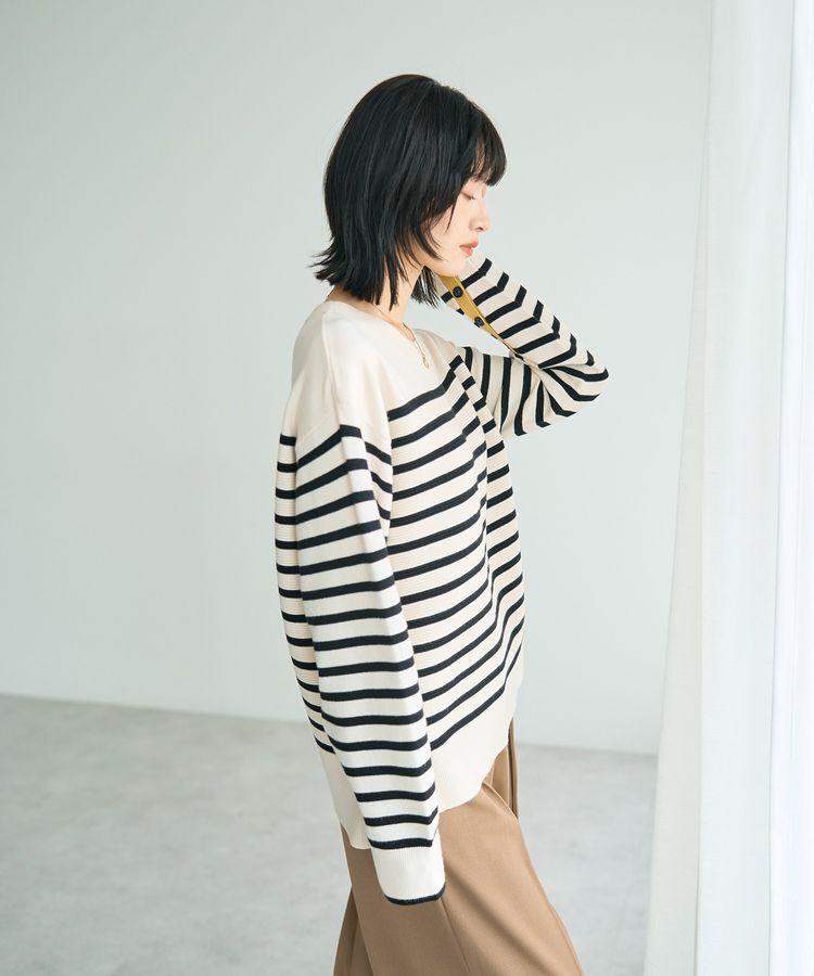 YECCA VECCA「釦デザイン配色ニット」|ニット・セーター|