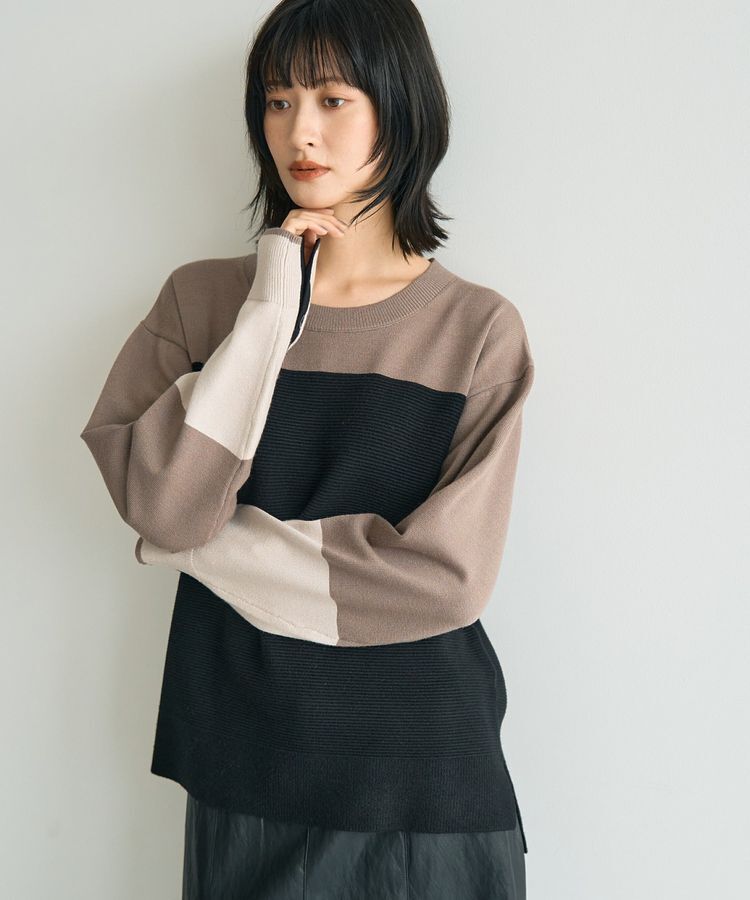 YECCA VECCA「釦デザイン配色ニット」|ニット・セーター|