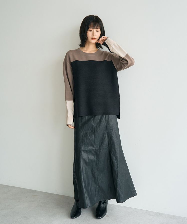 YECCA VECCA「釦デザイン配色ニット」|ニット・セーター|