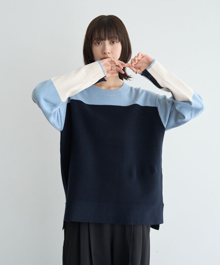 YECCA VECCA「釦デザイン配色ニット」|ニット・セーター|