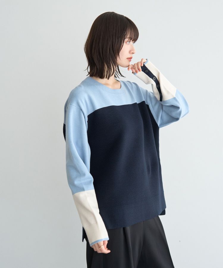 YECCA VECCA「釦デザイン配色ニット」|ニット・セーター|