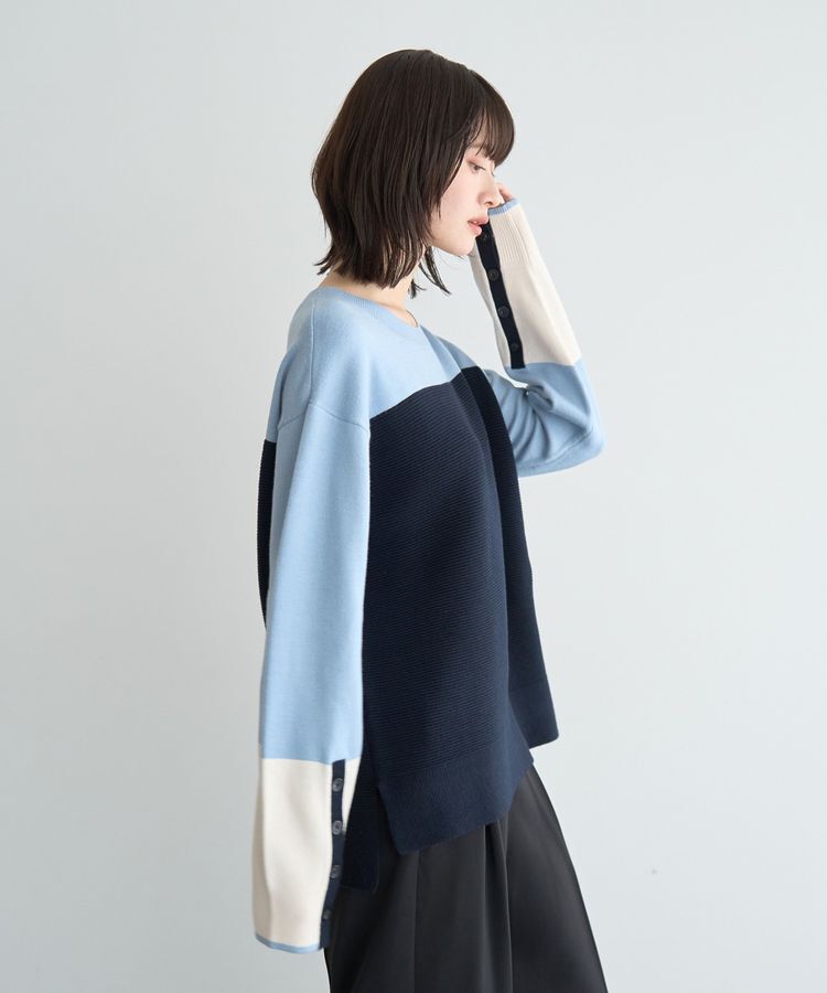 YECCA VECCA「釦デザイン配色ニット」|ニット・セーター|