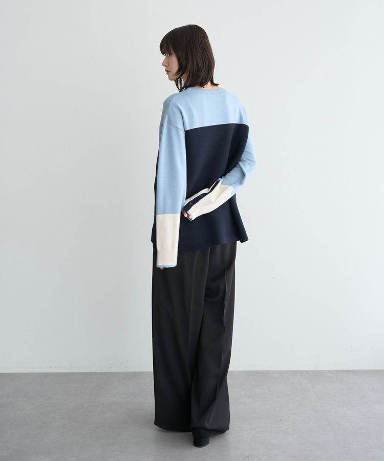 YECCA VECCA「釦デザイン配色ニット」|ニット・セーター|