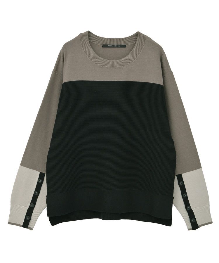 YECCA VECCA「釦デザイン配色ニット」|ニット・セーター|