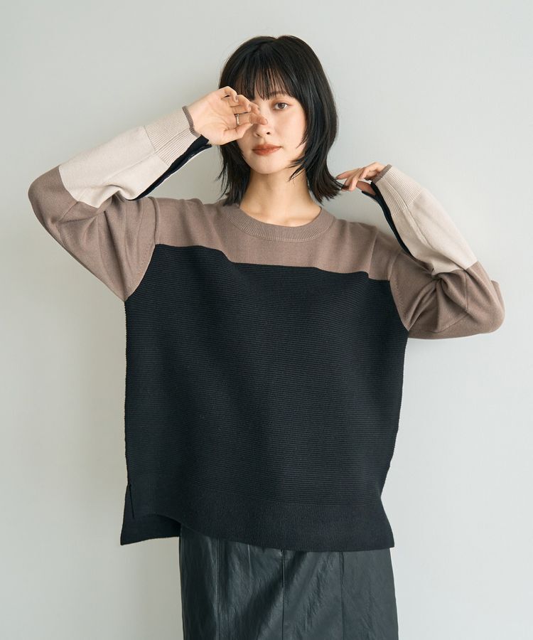 YECCA VECCA「釦デザイン配色ニット」|ニット・セーター|