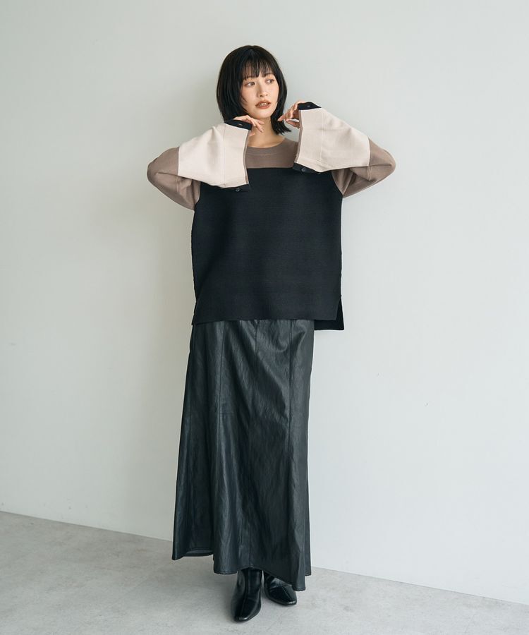 YECCA VECCA「釦デザイン配色ニット」|ニット・セーター|